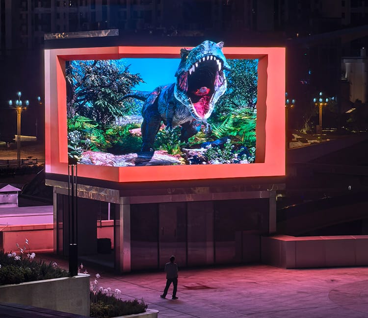 Wide-format outdoor P4 four-sided right-angle naked-eye 3D screen 4.48m*9.56m*4=171㎡