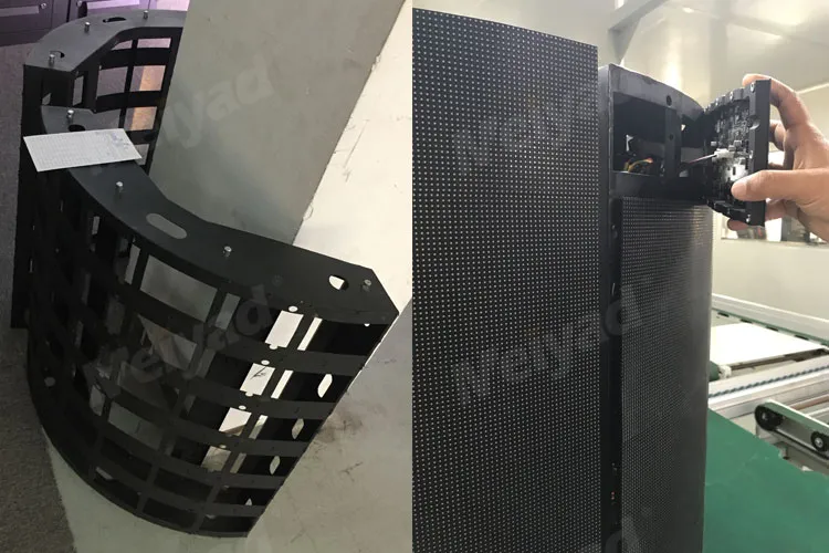 The picture shows Meiyad flexible LED screen magnetic installation